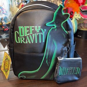 NWT Wicked Defy Gravity Universal Studios Elphaba Mini Backpack and Coin P